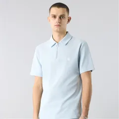 プレティグリーン メンズ トップス ポロシャツ Pretty Green Islington Zip Polo Shirt Lt Blue ブルーのサムネイル