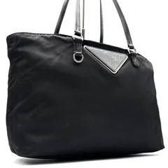 美品 PRADA プラダ テスート ナイロン レザー トートバッグ ブラック 黒 白タグ 通勤 通学 ビジネス 軽量 肩掛け シルバー金具 希少 アーカイブ ヴィンテージ 三角ロゴ 型押し レディース メンズ ユニセックス