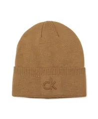 カルバンクライン メンズ アクセサリー 帽子 ロゴ Calvin Klein Mens Embossed Logo Cuff Hat Tan タン