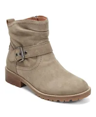 アース レディース シューズ ブーツ・レインブーツ ギャザー ブーツ Earth Womens Thrill Buckle Strap Ruched Booties Taupe Suede トープのサムネイル