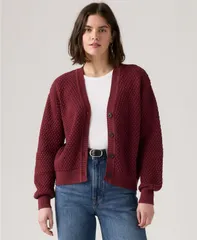 リーバイス レディース アウター ニット・セーター カーディガン Levis Womens Snowflake Long Sleeve Cardigan Sweater Chocolate Truffのサムネイル