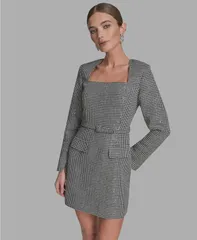 ビーシビージー レディース トップス ワンピース スパンコール BCBG Womens Sequin Square Neck Sheath Dress Black Multi ブラック