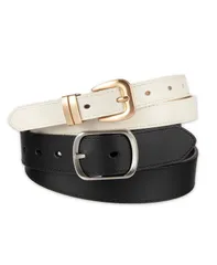 カルバンクライン レディース アクセサリー ベルト Calvin Klein 2Pc Reversible Center Bar Buckle Belt Set Blackbone ブラックのサムネイル