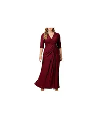 キヨナ レディース トップス ワンピース プラスサイズ Kiyonna Womens Plus Size Romanced by Moonlight Long Gown Garnet