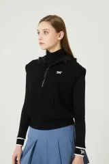 (当日※メルカリshop取引では対象外)PXG レディース ブラック フード ニット バイカラー ベスト