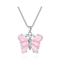 ブリング レディース アクセサリー ネックレス・チョーカー・ペンダントトップ レース Bling Jewelry Light Pink Rose Quartz Garden Butterfly Pendant Necklace 925 Sterling Pin