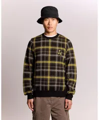 ライルアンドスコット メンズ アウター ニット・セーター クルーネック リブ Lyle Scott Mens Ribbed Jacquard Tartan Crew Neck Jet black ブラのサムネイル