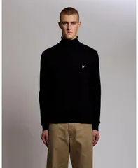 ライルアンドスコット メンズ アウター ニット・セータートルネック コットン Lyle Scott Mens Cotton Merino Turtleneck Sweater Jet black ブラのサムネイル