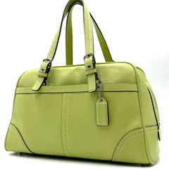 美品● COACH コーチ ハンドバッグ トートバッグ ミニボストン ロゴ チャーム グリーン レザー F11198