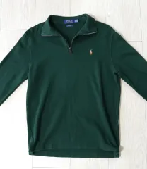 ポロ ラルフローレン エステイトリップ ハーフジップアップ ニット セーター グリーン XS