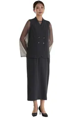 [MORE AUNI] 結婚式 ドレス 3点セット 2WAY ジャケット シアーシャツ キャミワンピ パーティードレス お呼ばれ ロング丈 セレモニー 謝恩会 同窓会 二次会 披露宴 1.5次会 ゲスト 演奏会 325 [チャコール / 325283] [M]