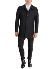 コールハーン メンズ アウター ジャケット・ブルゾン コート レザー Cole Haan Mens ClassicFit Car Coat with FauxLeather Trim Charcoalのサムネイル
