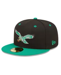ニューエラ メンズ アクセサリー 帽子 New Era Mens Black Kelly Green Philadelphia Eagles Flipside 59FIFTY Fitted Hat Black Kelly Green ブラック