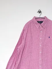 【RALPH LAUREN】90-00s CLASSIC FIT L/S リネンギンガムチェックシャツ XXL ラルフローレン ビックサイズ 古着