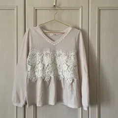 / アクシーズファム axes femme 刺繍 ニット セーター トップス　長袖　透かし彫り　Mサイズ 38 9号　アイボリー　オフホワイト　KNIT　お呼ばれ　デート　オフィスカジュアル　食事会