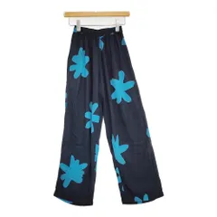 SUKU HOME スクホーム 花柄 フラワー パジャマパンツ サイズ0 バンブー イージー パンツ ネイビー ライトブルー レディース【中古】6-0314M♪