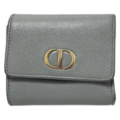 DIOR/ChristianDior(ディオール/クリスチャンディオール) 3つ折り財布 30モンテーニュロータスウォレット グレー レザー