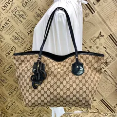 グッチ ショルダートートバッグ GGキャンバス 黒 A4 ビジネス 旅行 GC282