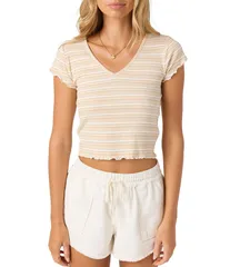 オニール レディース トップス Tシャツ ニット ONeill Erin Striped RibKnit Short Sleeve TShirt Warm Sand サンドのサムネイル