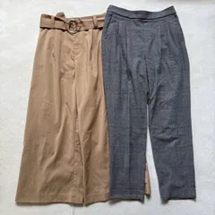 【2点セット】【レディースMサイズ】GLOBAL WORK グローバルワーク ベルト付きフレアパンツ ワイドパンツ テーパードパンツ チェック柄 シンプル カジュアル マニッシュ 春物 秋物