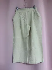 ベージュ リネン ワイド イージー パンツ