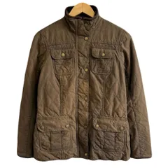Barbour バブアー キルテッド ユーティリティ ワックスジャケット 裏地チェック柄 スナップボタン×フルジップ 茶色 ブラウン No.P167のサムネイル
