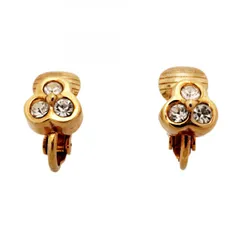 【6jcb0603-k】クリスチャンディオール イヤリング GPメッキ ラインストーン ゴールド【中古】レディース