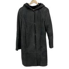 美品 theory セオリー ムートン ロングコート 山羊革 レザー ボア 黒 