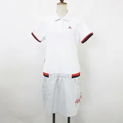 ルコックスポルティフ le coq sportif ワンピース ゴルフ ポロワンピ スポーツウェア 半袖 白 グレー ホワイト LL