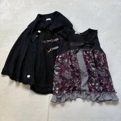 【2点セット】【レディースMサイズ】axes femme アクシーズファム ニットポンチョ コート ノースリーブカットソー ブラウス ケーブルニット ストライプ 花柄 フリル リボン ロリータ ガーリー 秋物 冬物
