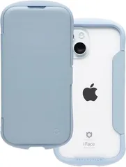 iFace Reflection iPhone 15 ケース 手帳型 クリアケース (ペールブルー)