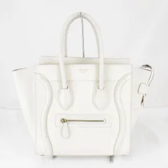 『USED』CELINE【セリーヌ】 ラゲージ マイクロショッパー ホワイト トートバッグ ハンドバッグ レザー レディース ハイブランド