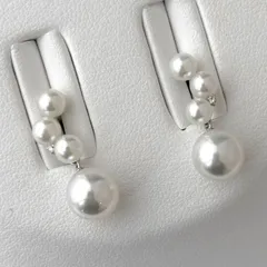 あこや本真珠 無調色 K18WGピアス 4.5-9mm ダイヤモンド テリ抜群