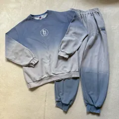 【2点セット】【メンズSサイズ相当】HONE BABY スウェットセットアップ クルーネックトレーナー ジョガーパンツ グラデーション ロゴ ストリート系 B系 Bボーイ ルームウェア 春物 秋物 冬物