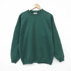 L/古着 ヘインズ 長袖 スウェット メンズ 90年代 90s 無地 クルーネック 緑 26feb27