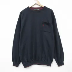 XL/古着 長袖 スウェット メンズ 90年代 90s ワンポイントロゴ 大きいサイズ クルーネック 黒 26feb27