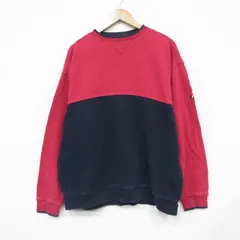 XL/古着 長袖 スウェット メンズ 00年代 00s 大きいサイズ ツートンカラー コットン クルーネック 赤他 26feb27