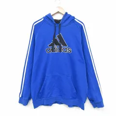 XL/古着 アディダス adidas 長袖 スウェット パーカー メンズ ビッグロゴラグラン 青 3本ライン 26feb27
