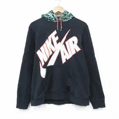 L/古着 ナイキ NIKE 長袖 スウェット パーカー メンズ ビッグロゴ コットン 黒 26feb27