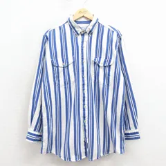 XL/古着 長袖 シャツ メンズ 00年代 00s ボタンダウン 白他 ストライプ 26feb27
