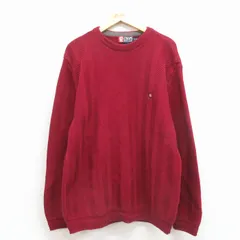 XL/古着 ラルフローレン チャップス 長袖 ブランド セーター メンズ 90年代 90s ワンポイントロゴ コットン クルーネック エンジ【spe】 26feb27