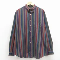 XL/古着 長袖 シャツ メンズ 00年代 00s ボタンダウン 紫他 ストライプ 26feb27