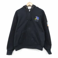 L/古着 キャンバー 長袖 フルジップ スウェット パーカー メンズ 90年代 90s 溶接 USA製 黒 内側サーマル 26feb28