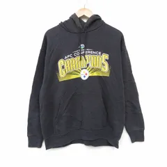 L/古着 長袖 スウェット パーカー メンズ 00年代 00s NFL ピッツバーグスティーラーズ 黒 アメフト スーパーボウル 26feb28