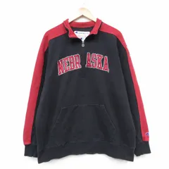 XL/古着 チャンピオン champion 長袖 ハーフジップ スウェット メンズ 00年代 00s ネブラスカ 大きいサイズ ラグラン 黒 26feb28