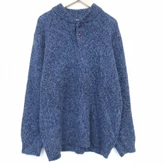 XL/古着 エルエルビーン 長袖 セーター メンズ 00年代 00s ラムウール ヘンリーネック 紺他 26feb28