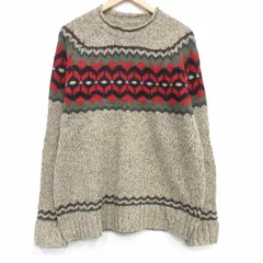 L/古着 エディーバウアー 長袖 セーター メンズ クルーネック 濃ベージュ他 26feb28