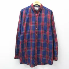 XL/古着 バンヒューセン 長袖 シャツ メンズ 90年代 90s 大きいサイズ ロング丈 ボタンダウン 紺他 チェック 26feb28
