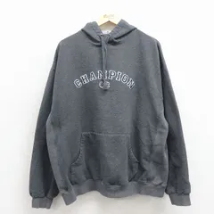 XL/古着 長袖 チャンピオン Champion スウェット パーカー メンズ 00年代 00s ビッグロゴ 刺繍 大きいサイズ 濃グレー 霜降り 26feb28