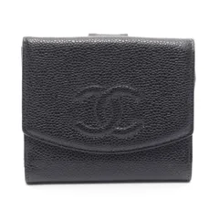 シャネル CHANEL Wホック財布 ココマーク ブラック キャビアスキン(グレインドカーフ) ココマーク 三つ折財布 レディース Used A